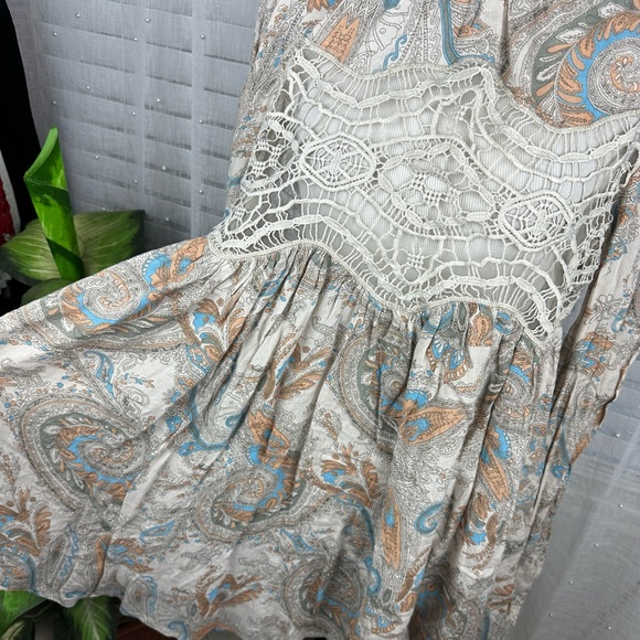 NWT Free People Tea Combo Sweet Thing High Neck Boho Swing Top Tunic Size XS - Picture 6 of 8